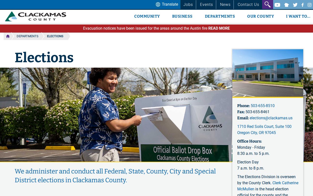 Clackamas County residents directory elections office resource page