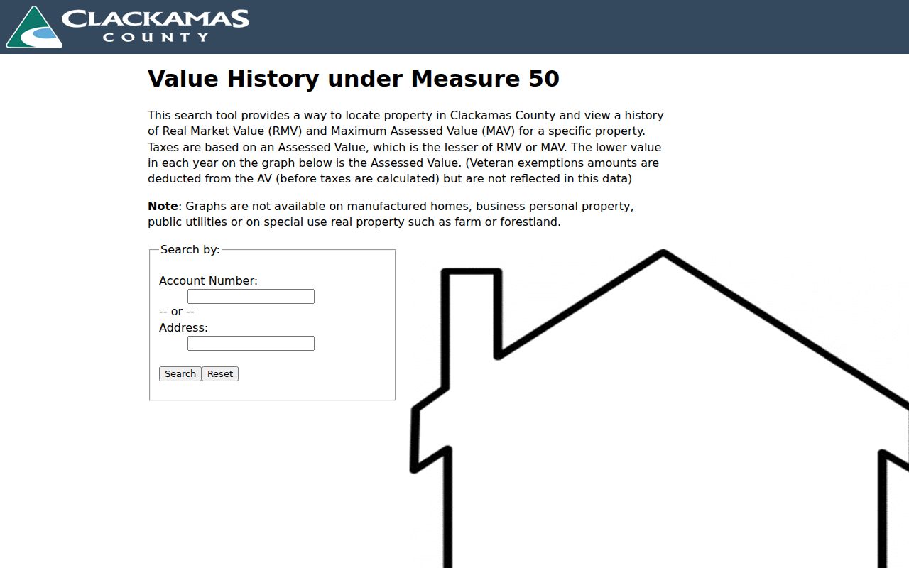 Clackamas County street directory Value History address and account search